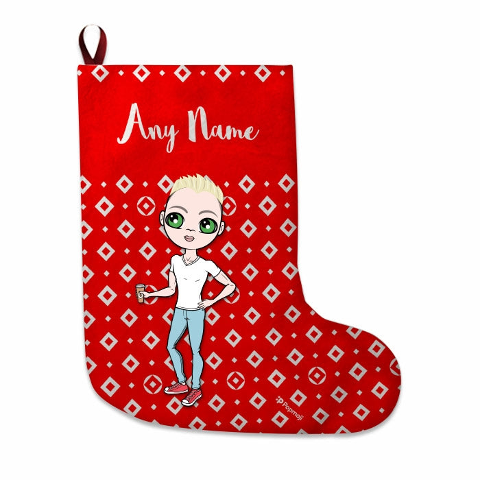 Mens Personalized Christmas Stocking - Diamonds Pattern - Image 2