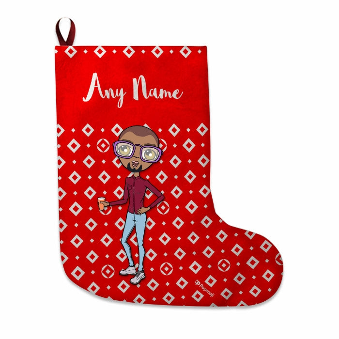 Mens Personalized Christmas Stocking - Diamonds Pattern - Image 3