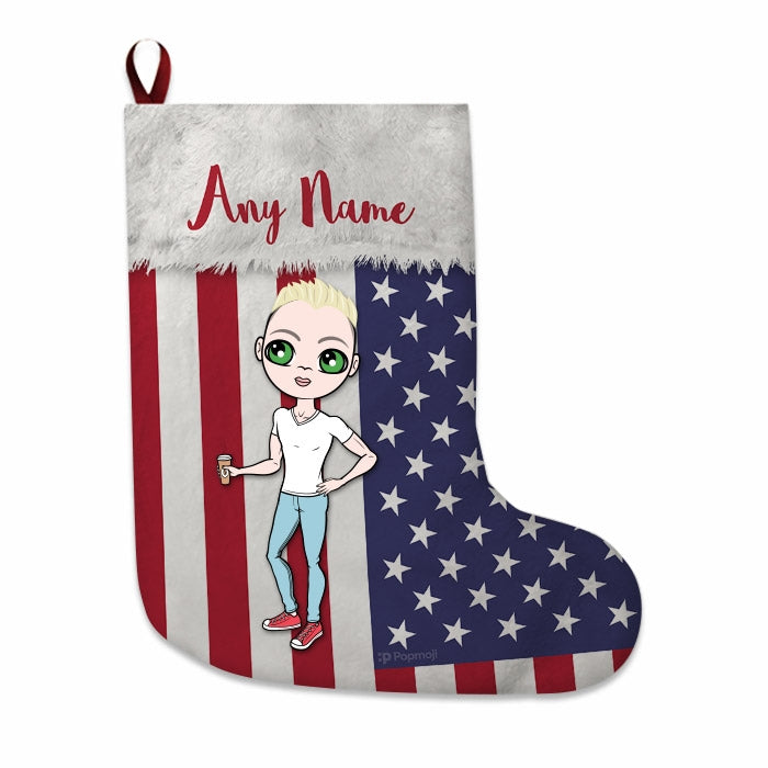 Mens Personalized Christmas Stocking - American Flag - Image 1