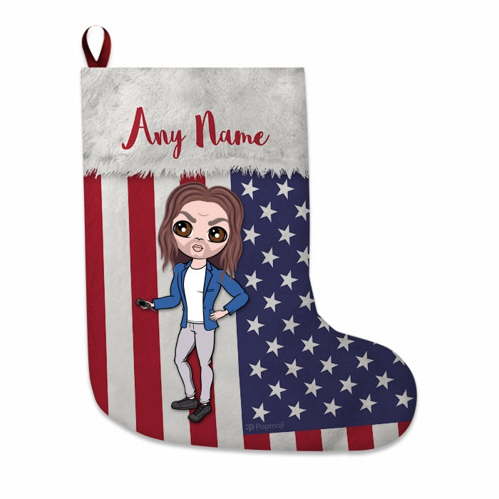 Mens Personalized Christmas Stocking - American Flag - Image 2