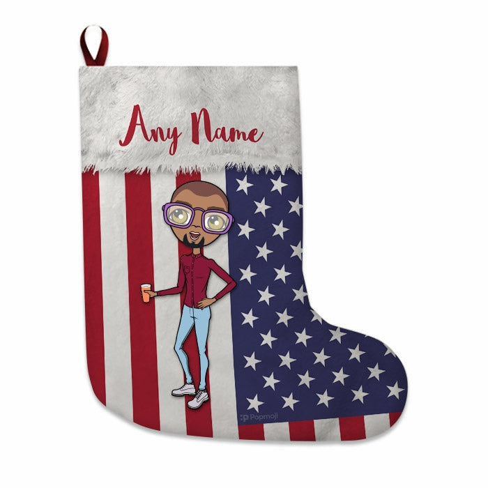 Mens Personalized Christmas Stocking - American Flag - Image 4