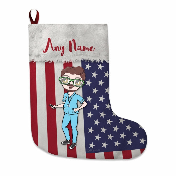 Mens Personalized Christmas Stocking - American Flag - Image 3