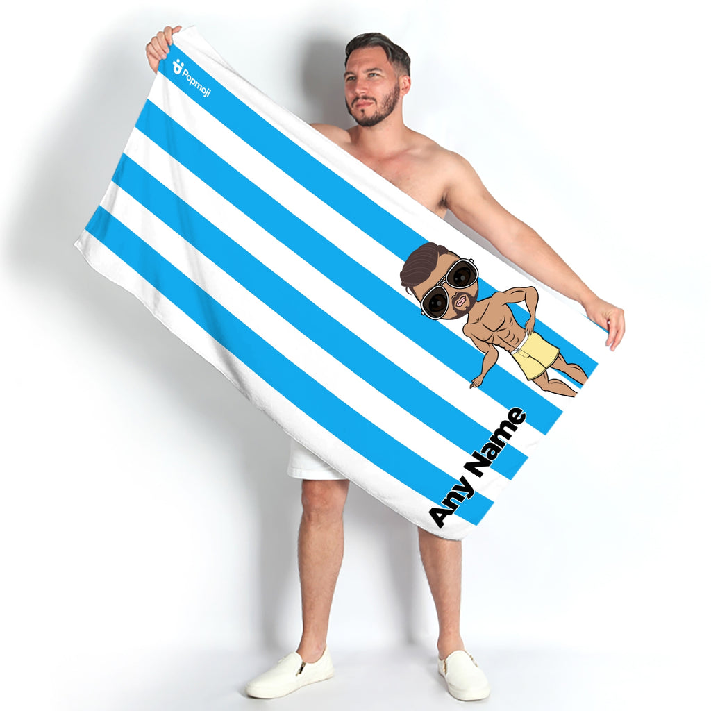 MrCB Personalized Blue Stripe Beach Towel - Image 5