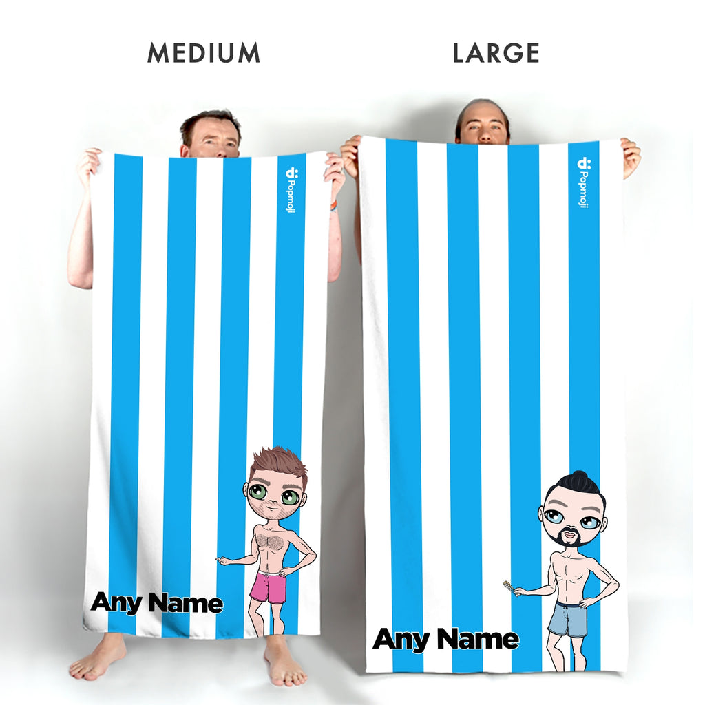 MrCB Personalized Blue Stripe Beach Towel - Image 3