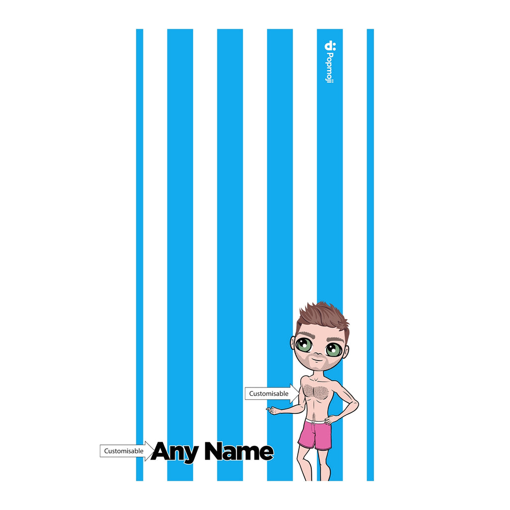 MrCB Personalized Blue Stripe Beach Towel - Image 2