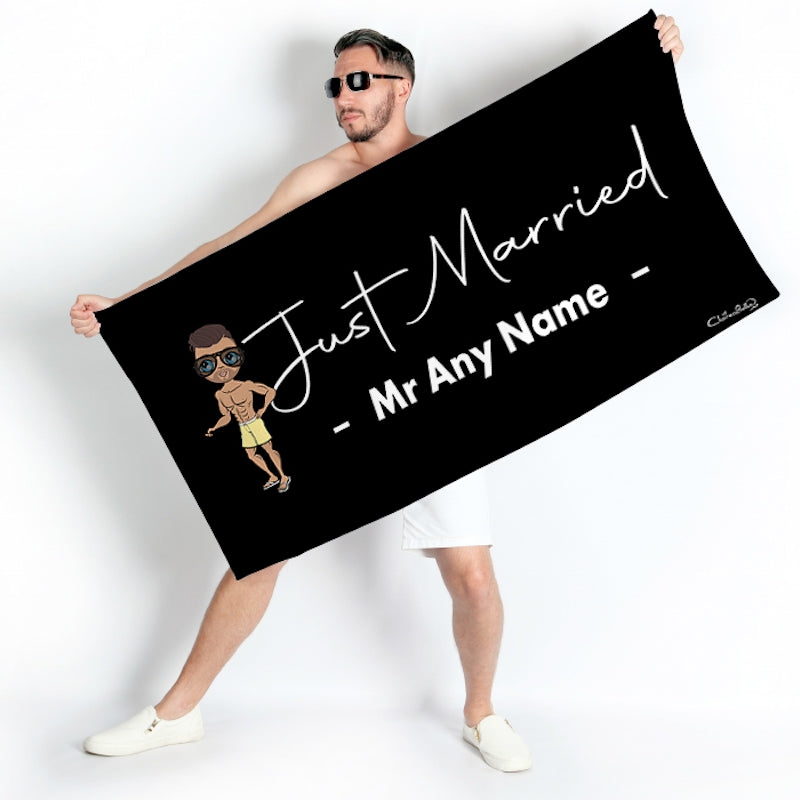 MrCB Bold Just Married Black Beach Towel - Image 3