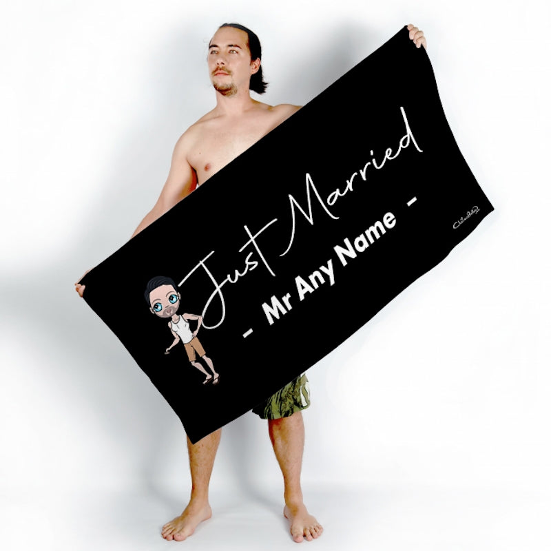 MrCB Bold Just Married Black Beach Towel - Image 4