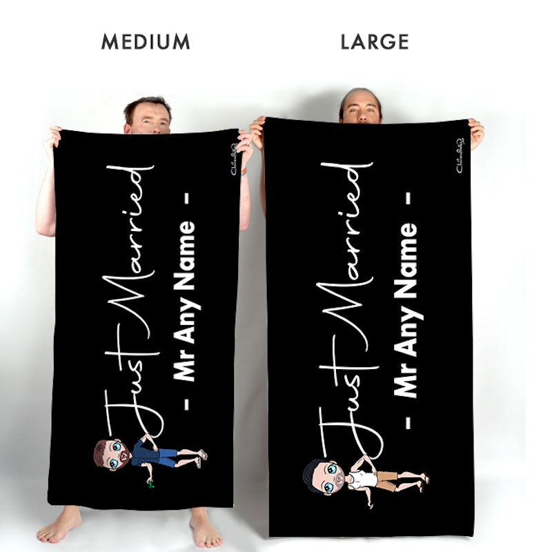 MrCB Bold Just Married Black Beach Towel - Image 2