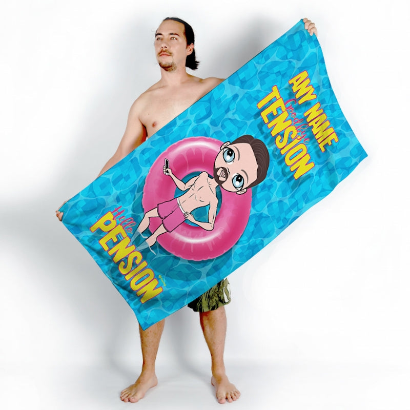 MrCB Goodbye Tension Hello Pension Beach Towel - Image 1