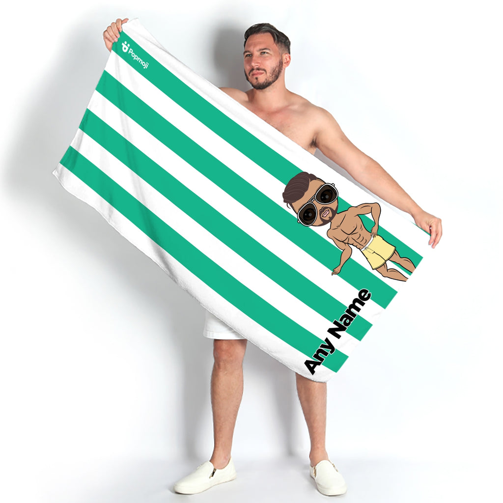 MrCB Personalized Green Stripe Beach Towel - Image 4