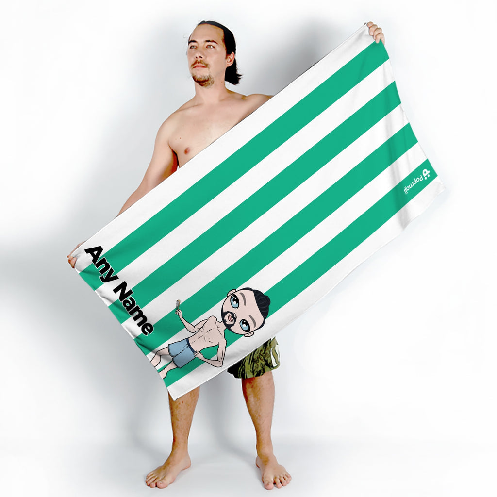 MrCB Personalized Green Stripe Beach Towel - Image 5