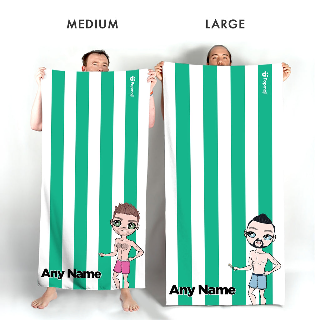 MrCB Personalized Green Stripe Beach Towel - Image 3