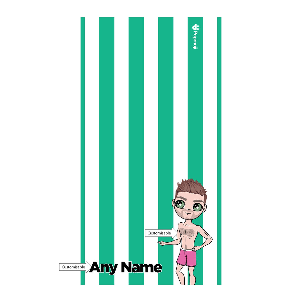 MrCB Personalized Green Stripe Beach Towel - Image 2