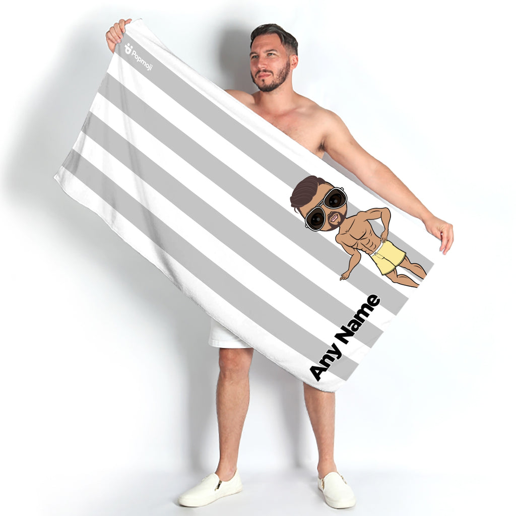 MrCB Personalized Grey Stripe Beach Towel - Image 4