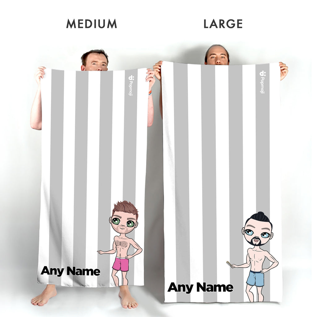 MrCB Personalized Grey Stripe Beach Towel - Image 2