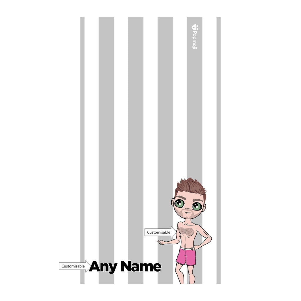 MrCB Personalized Grey Stripe Beach Towel - Image 3
