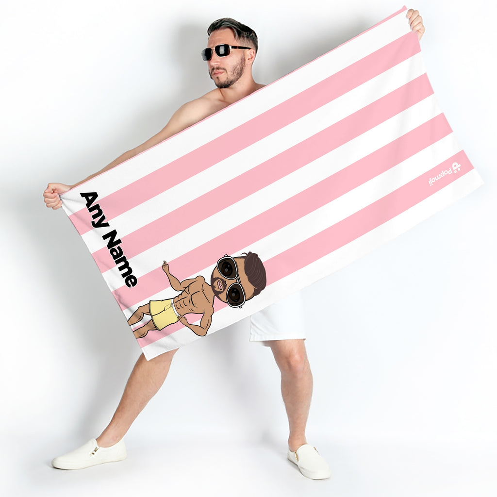 MrCB Personalized Light Pink Stripe Beach Towel - Image 3