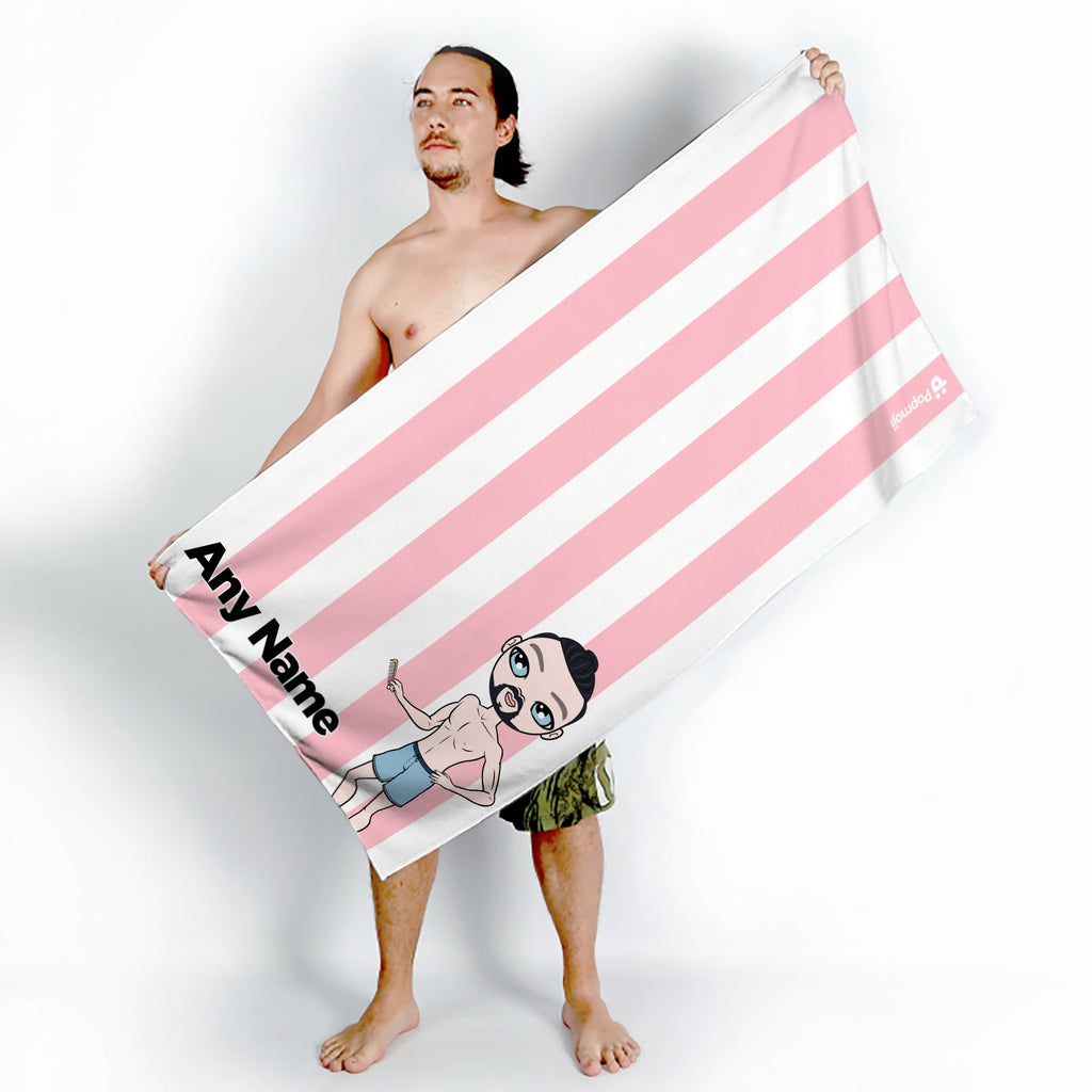MrCB Personalized Light Pink Stripe Beach Towel - Image 4