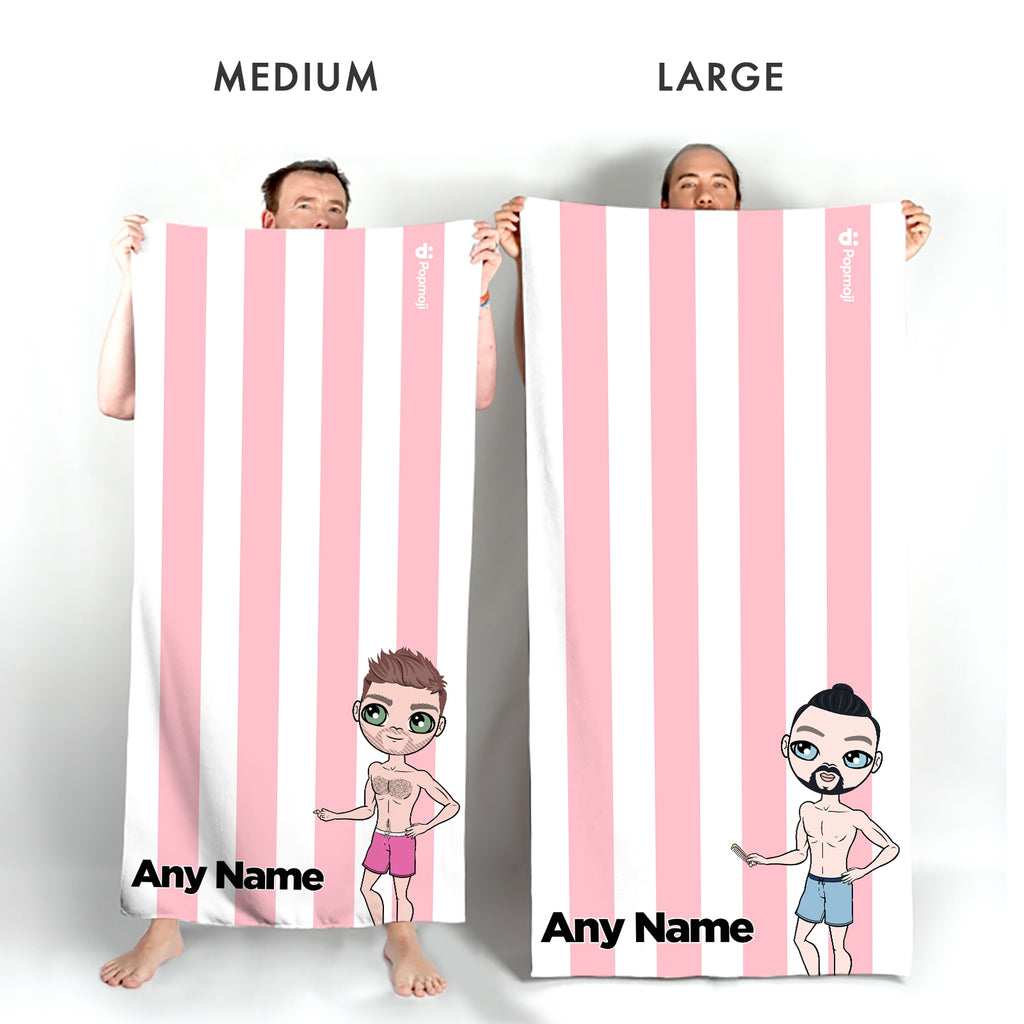 MrCB Personalized Light Pink Stripe Beach Towel - Image 5
