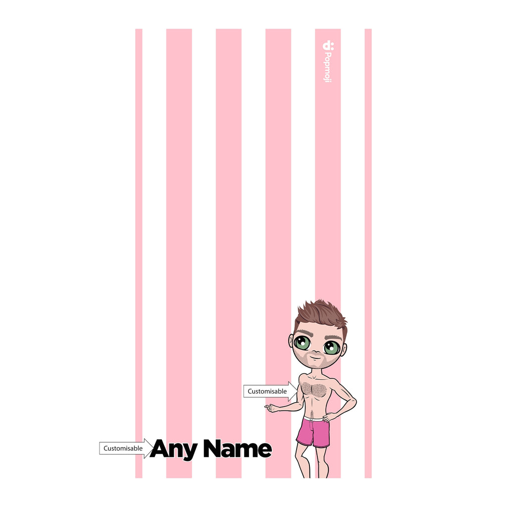 MrCB Personalized Light Pink Stripe Beach Towel - Image 2