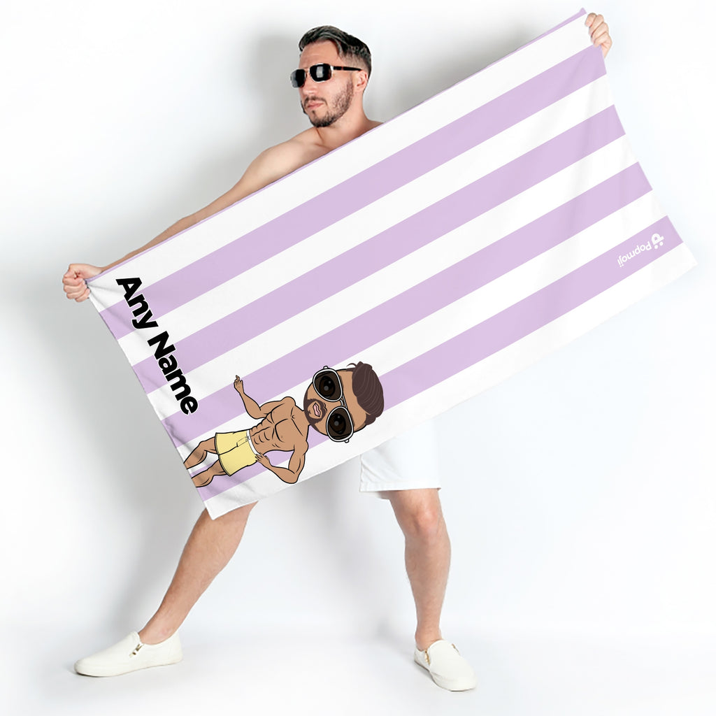 MrCB Personalized Lilac Stripe Beach Towel - Image 1
