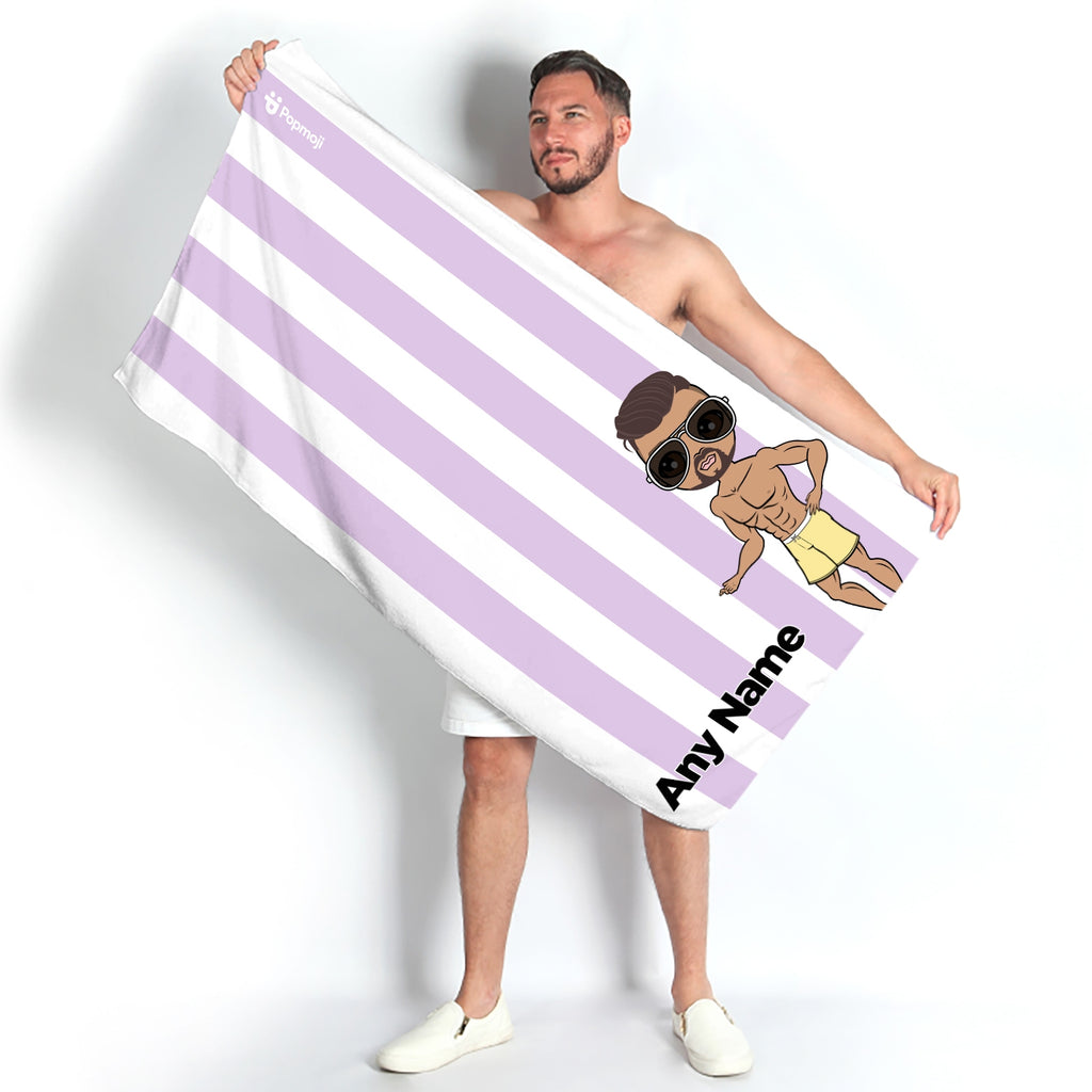MrCB Personalized Lilac Stripe Beach Towel - Image 3