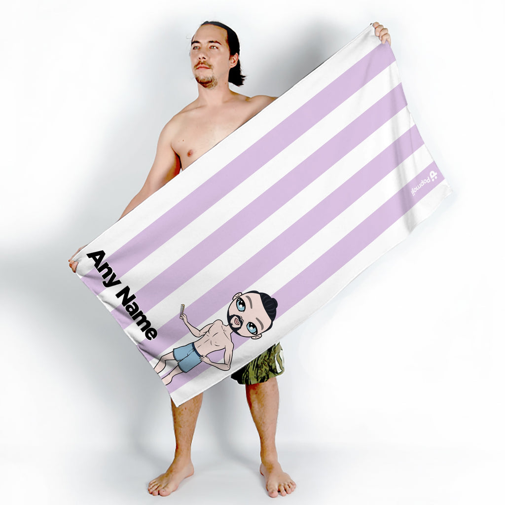 MrCB Personalized Lilac Stripe Beach Towel - Image 5