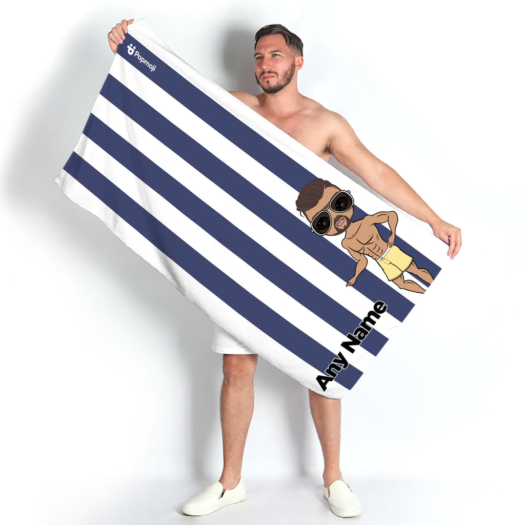 MrCB Personalized Navy Stripe Beach Towel - Image 5