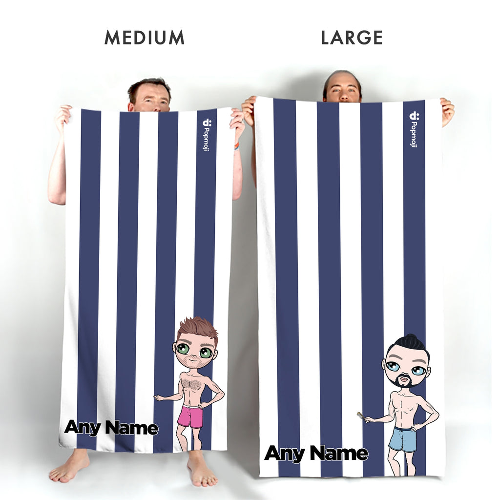MrCB Personalized Navy Stripe Beach Towel - Image 3