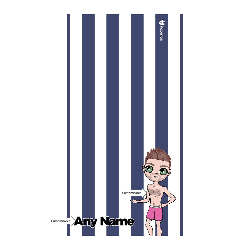 MrCB Personalized Navy Stripe Beach Towel - Image 2