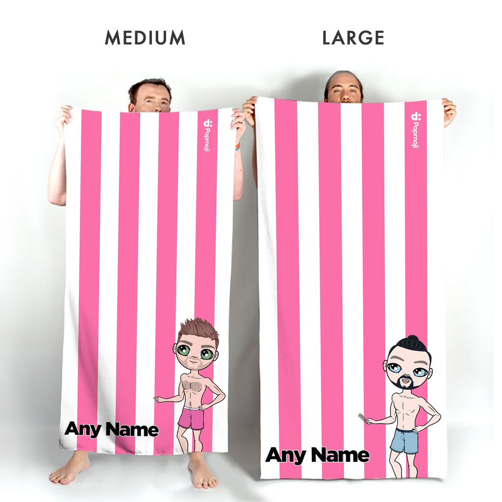 MrCB Personalized Pink Stripe Beach Towel - Image 4