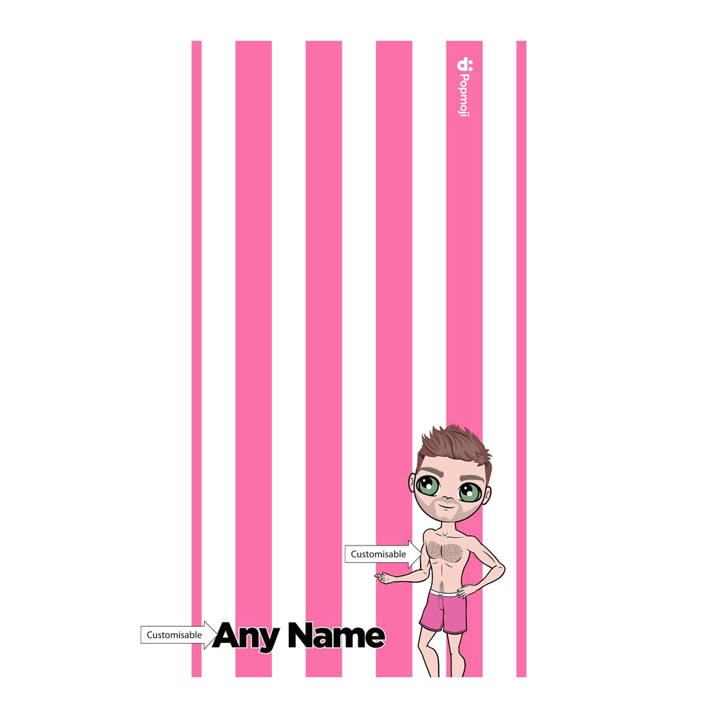 MrCB Personalized Pink Stripe Beach Towel - Image 2