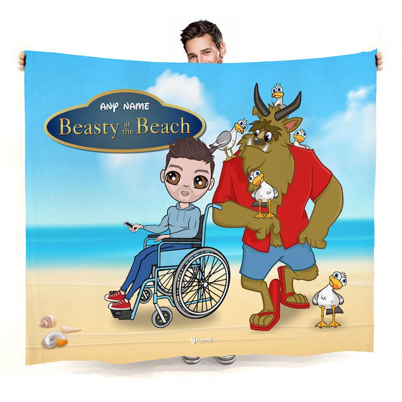 Mens Beauty and The Beach Wheelchair Fleece Blanket - Image 1