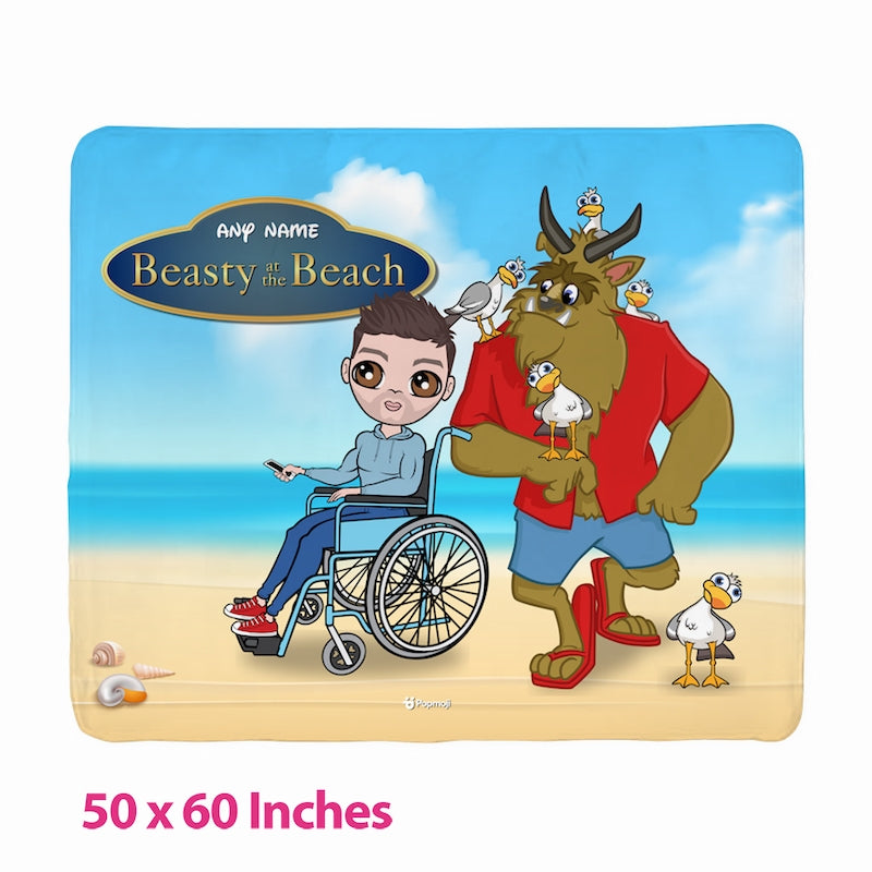 Mens Beauty and The Beach Wheelchair Fleece Blanket - Image 3