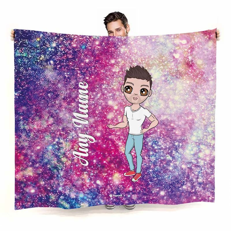 Mens Galaxy Glitter Fleece Blanket - Image 1