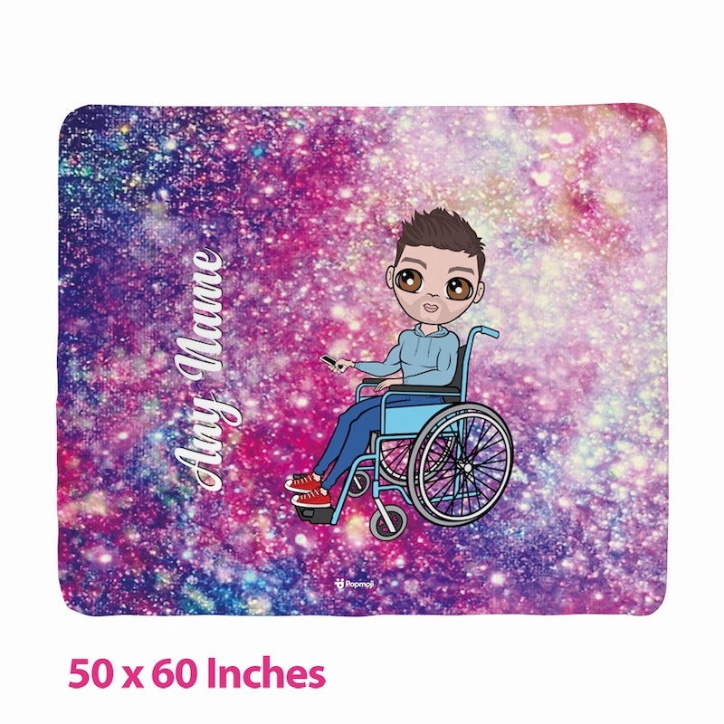 Mens Galaxy Glitter Wheelchair Fleece Blanket - Image 3