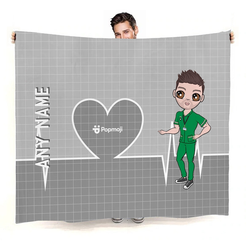 Mens Heart Beat Fleece Blanket - Image 1