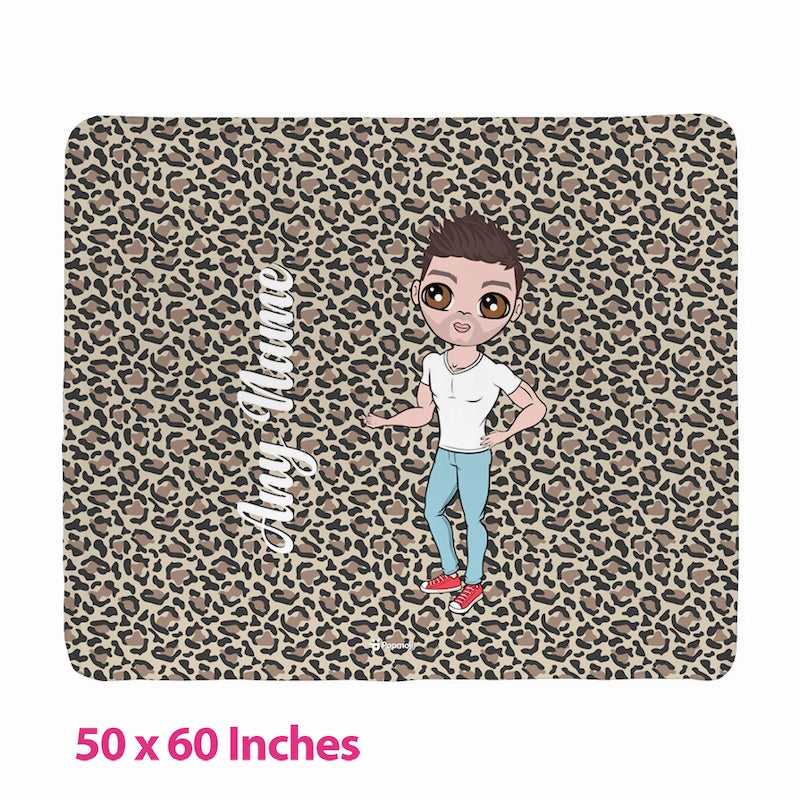 Mens Leopard Print Fleece Blanket - Image 2