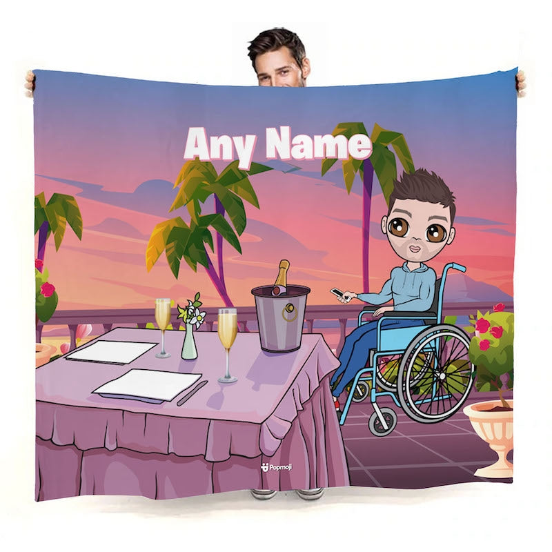 Mens Sunset Meal Wheelchair Fleece Blanket - Image 1