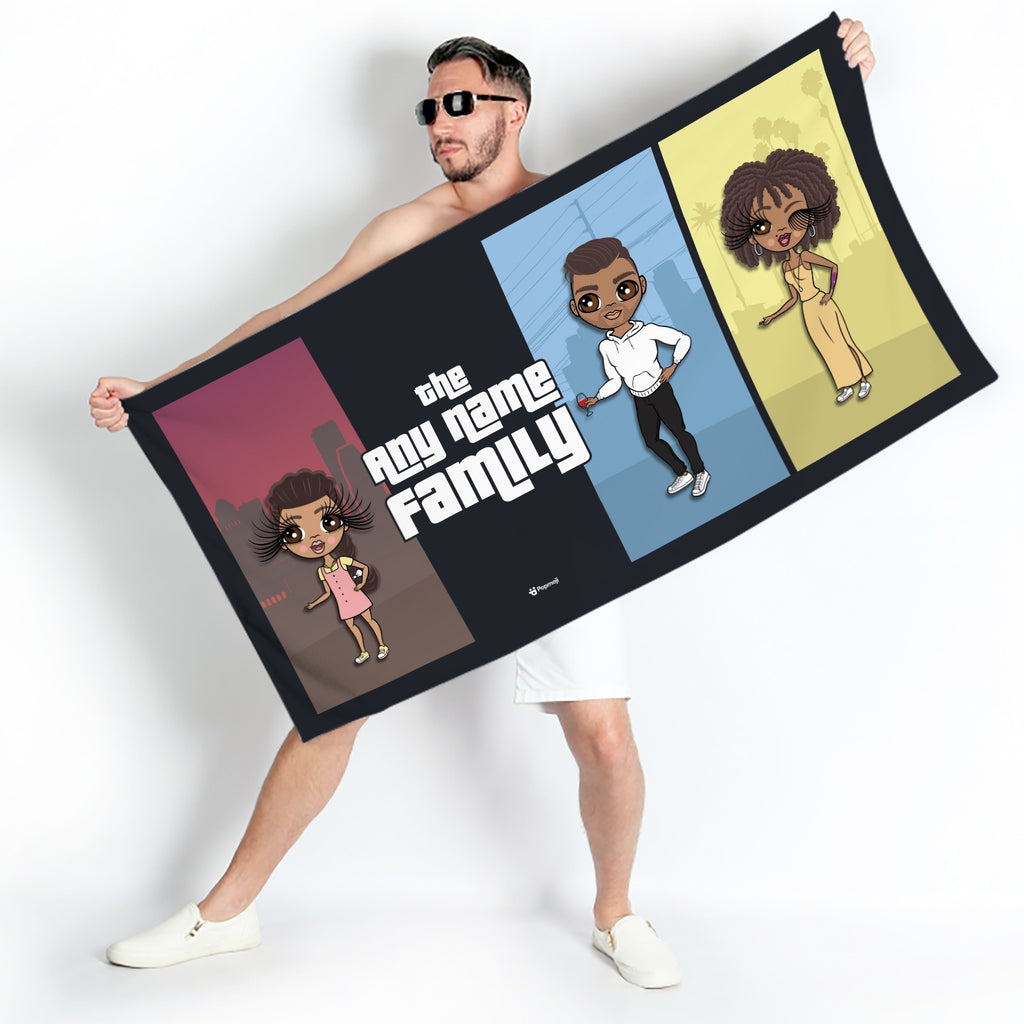 Multi Character Color Blocks Family Of 3 Beach Towel - Image 2