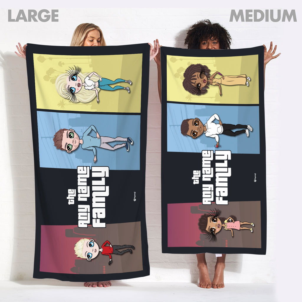 Multi Character Color Blocks Family Of 3 Beach Towel - Image 4