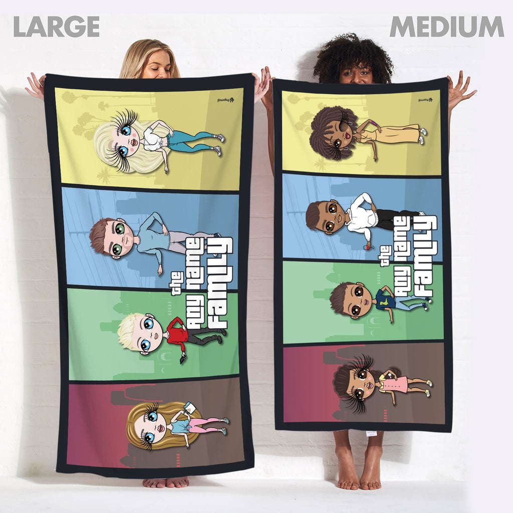 Multi Character Color Blocks Family Of 4 Beach Towel - Image 4