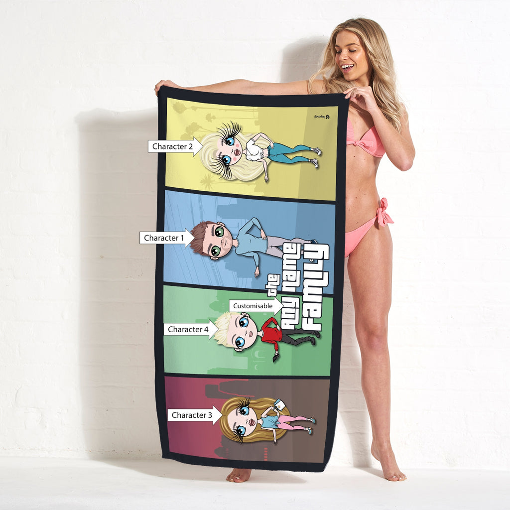 Multi Character Color Blocks Family Of 4 Beach Towel - Image 2