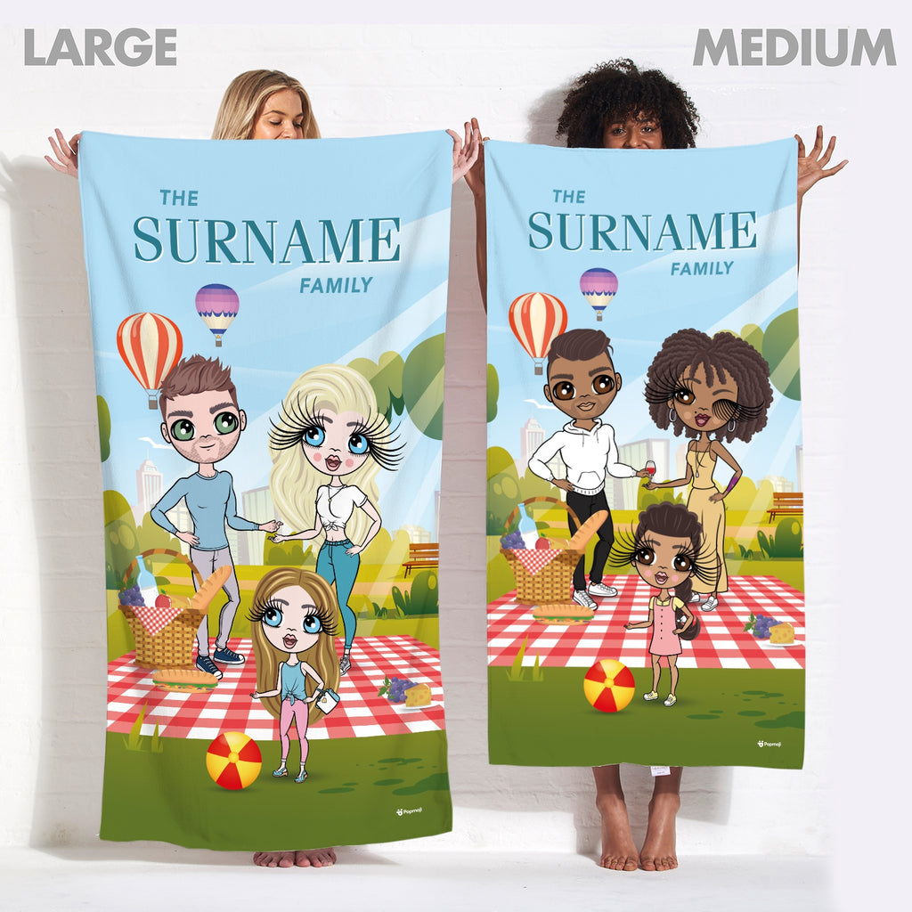 Multi Character Family Picnic Family Of 3 Beach Towel - Image 3