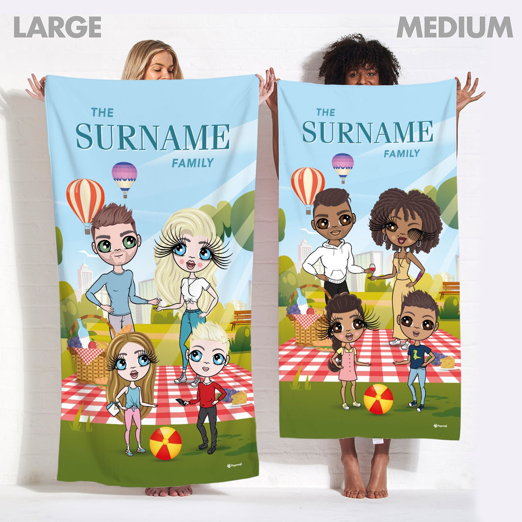 Multi Character Family Picnic Family Of 4 Beach Towel - Image 4