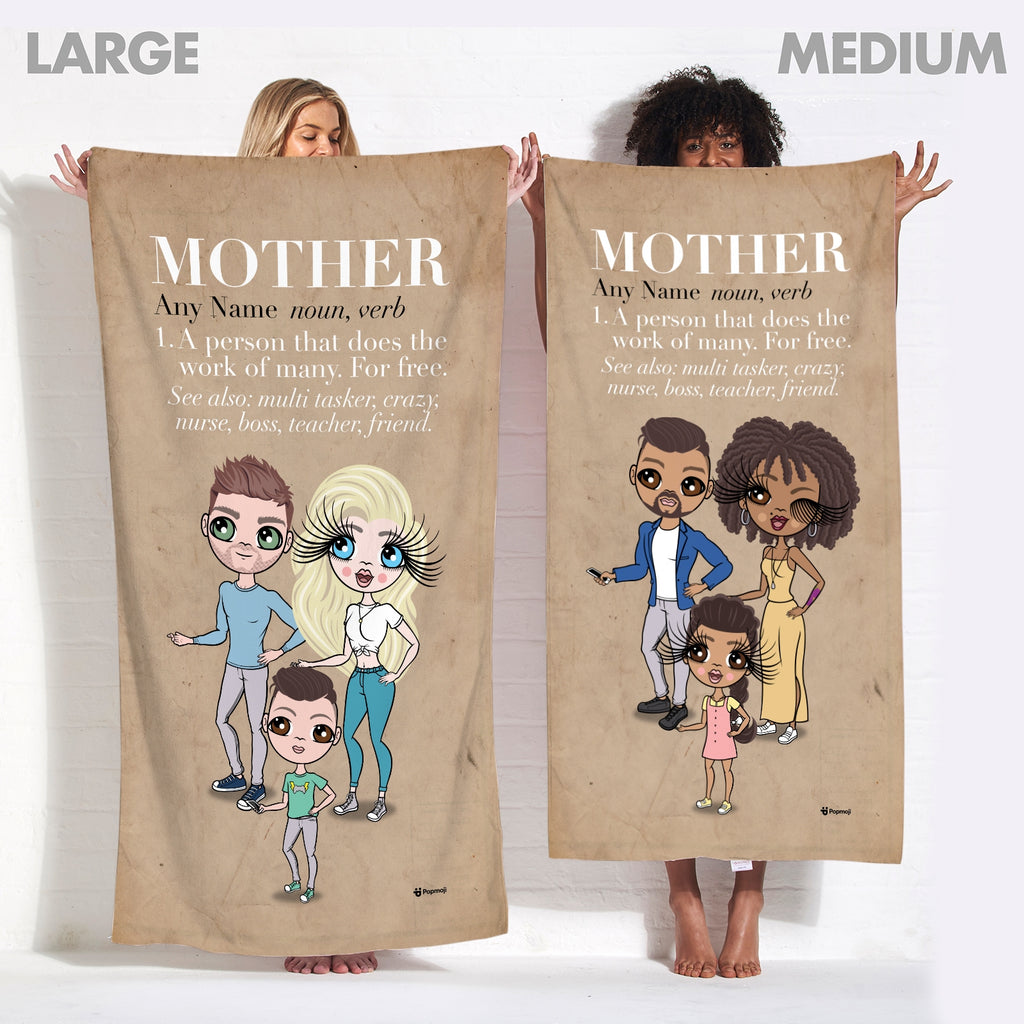 Multi Character Mother Family Of 3 Beach Towel - Image 4