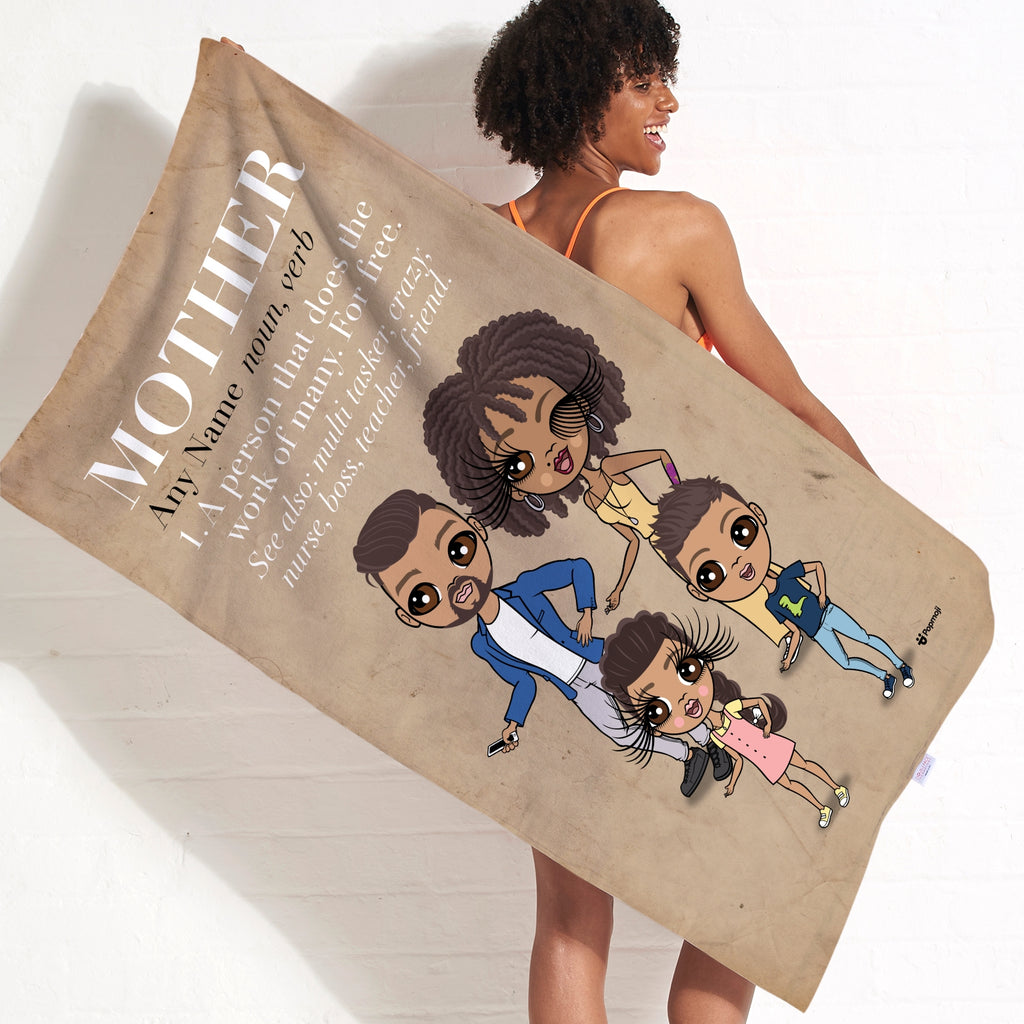 Multi Character Mother Family Of 4 Beach Towel - Image 1