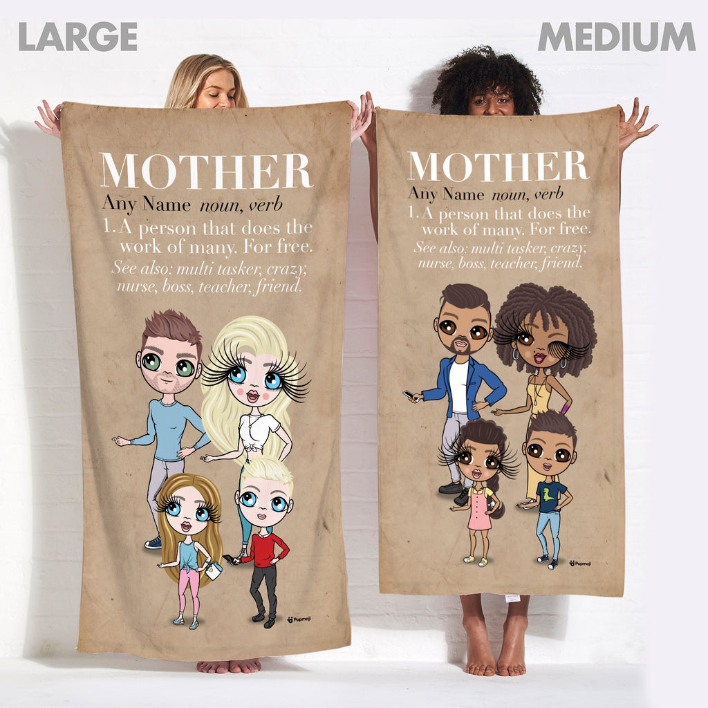 Multi Character Mother Family Of 4 Beach Towel - Image 3