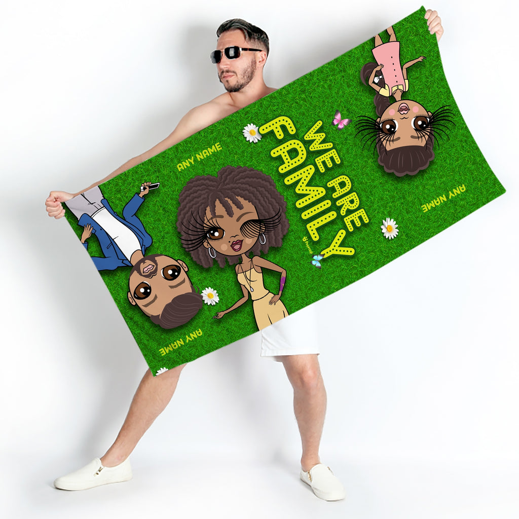 Multi Character We Are Family Family Of 3 Beach Towel - Image 1