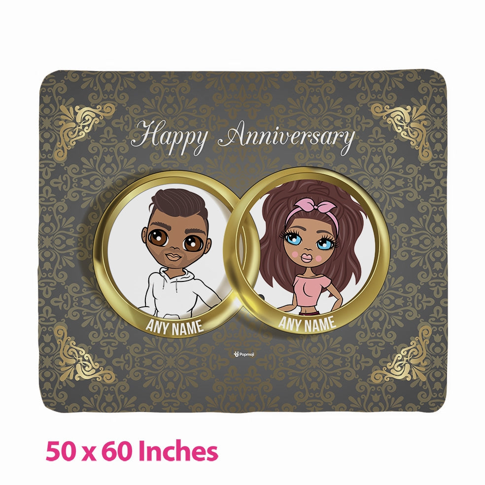 Multi Character Couples Anniversary Rings Fleece Blanket - Image 2